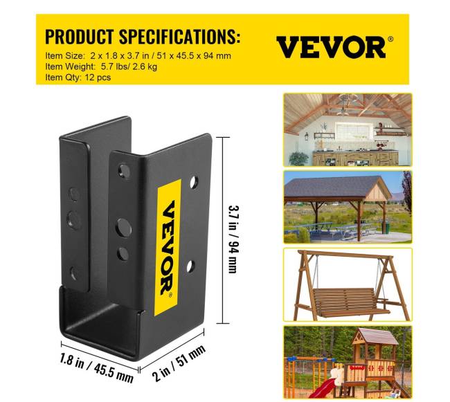 Paslėptos atramos laikiklis 2x4 medienai, 12 vnt.6