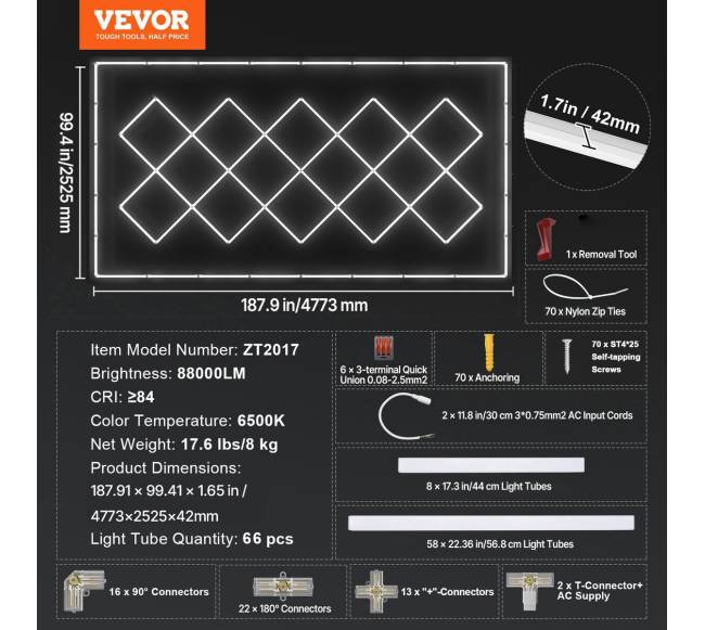 Kvadratiniai LED garažo žibintai 88000LM6