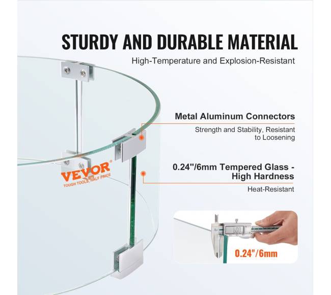 Stiklinė ugniakuro apsauga nuo vėjo 66x66x15 cm2