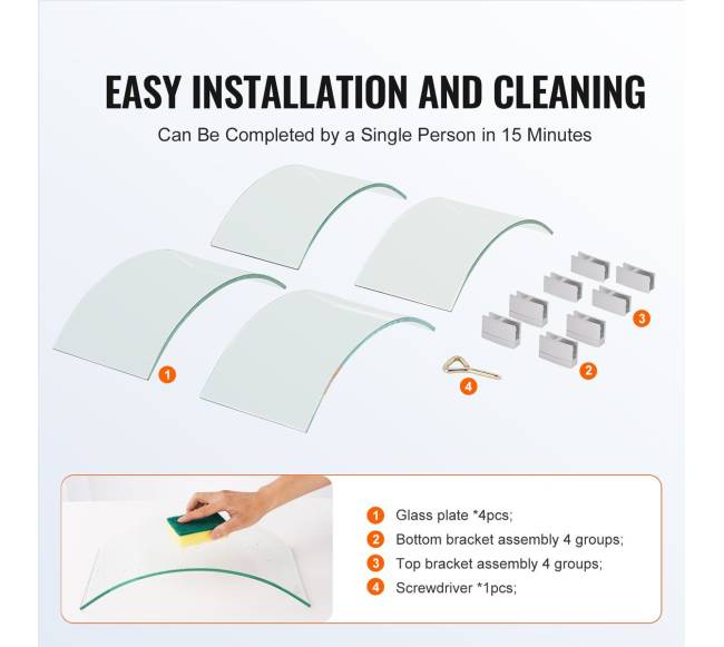 Stiklinė ugniakuro apsauga nuo vėjo 66x66x15 cm3