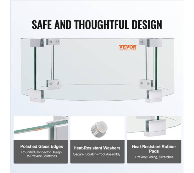 Stiklinė ugniakuro apsauga nuo vėjo 66x66x15 cm4