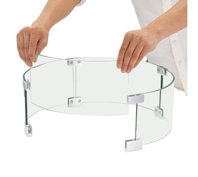 Stiklinė ugniakuro apsauga nuo vėjo 66x66x15 cm9