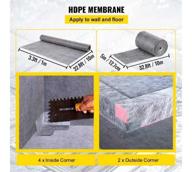 Dušo hidroizoliacinis komplektas 965x1524 mm su nutekėjimo anga4