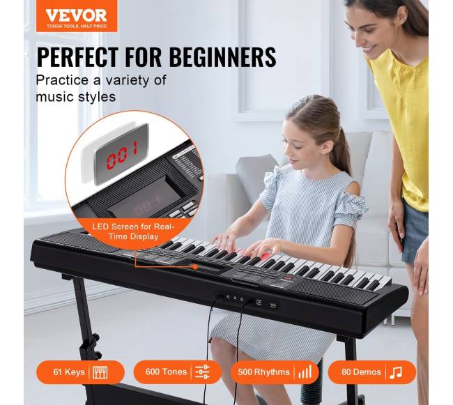 Elektrinis klavišinis pianinas su reguliuojamu stovu1