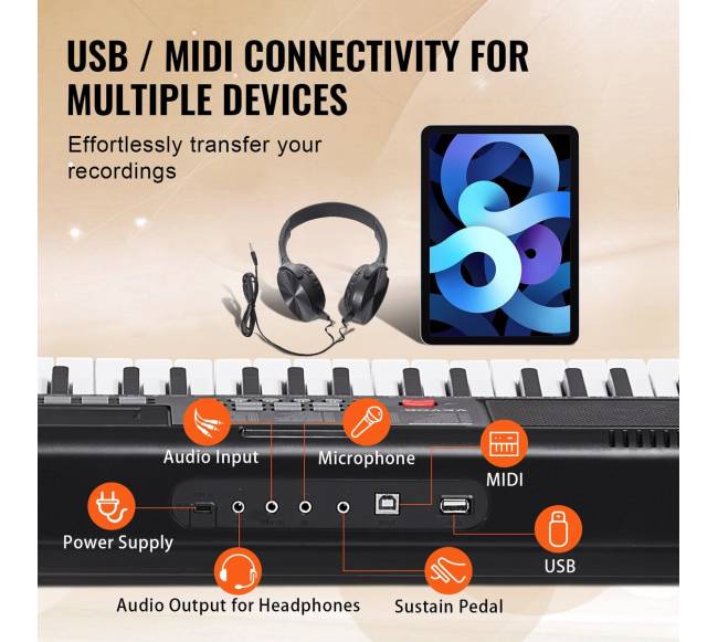 Elektrinis klavišinis pianinas su reguliuojamu stovu3