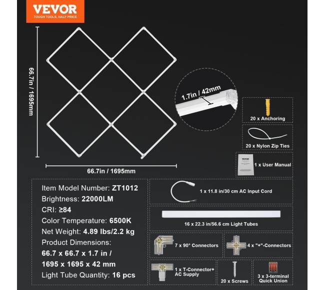 Kvadratinės LED garažo šviestuvai 22000LM6