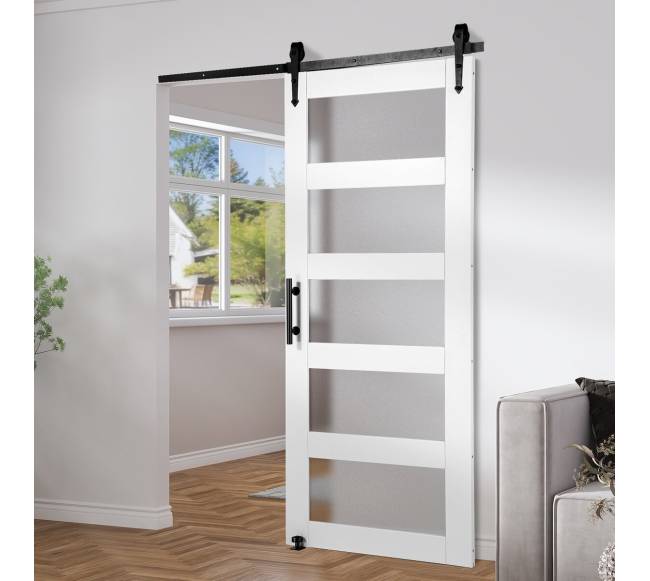 Medinės ir stiklinės stumdomos durys su įrangos komplektu7