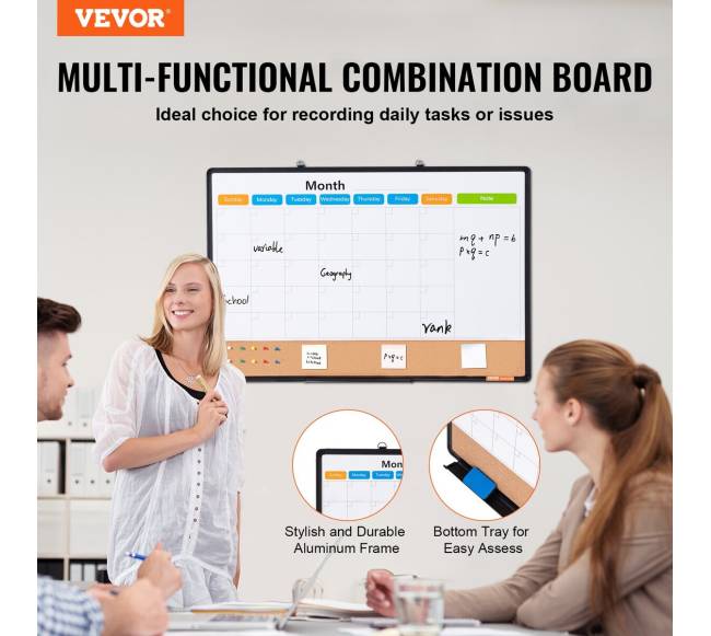 Mėnesinis kalendorius baltos ir kamštinės lentos derinys1