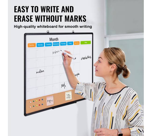 Mėnesinis kalendorius baltos ir kamštinės lentos derinys2