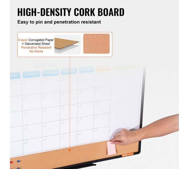 Mėnesinis kalendorius baltos ir kamštinės lentos derinys3