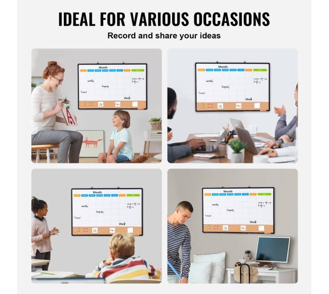 Mėnesinis kalendorius baltos ir kamštinės lentos derinys5