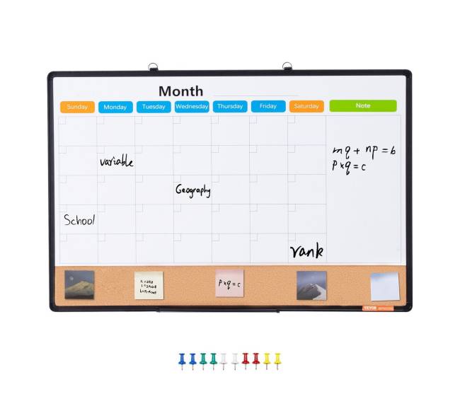 Mėnesinis kalendorius baltos ir kamštinės lentos derinys8