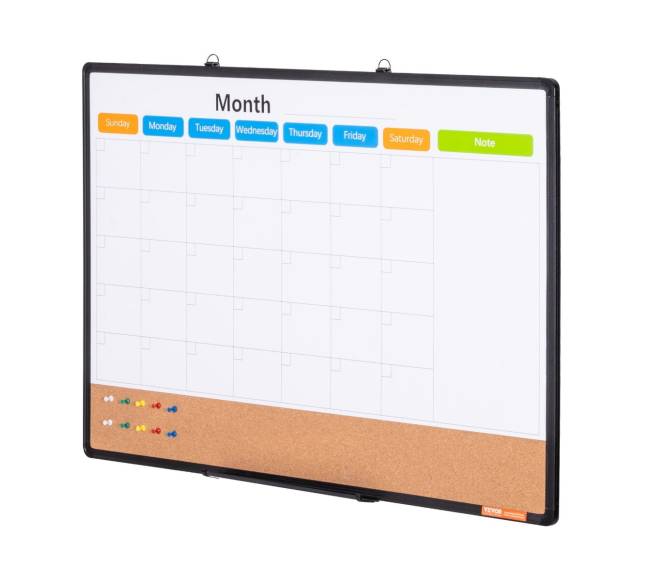 Mėnesinis kalendorius baltos ir kamštinės lentos derinys10