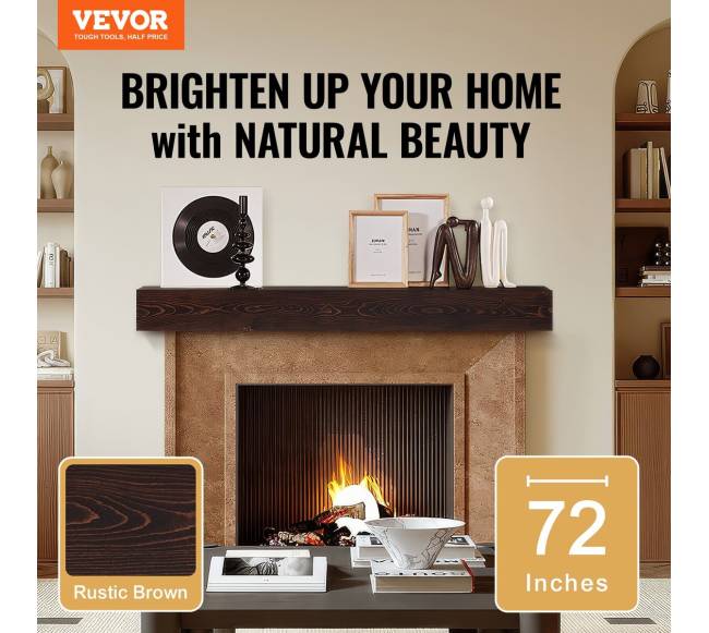 Rusvi medinė židinio lentyna 183 cm1