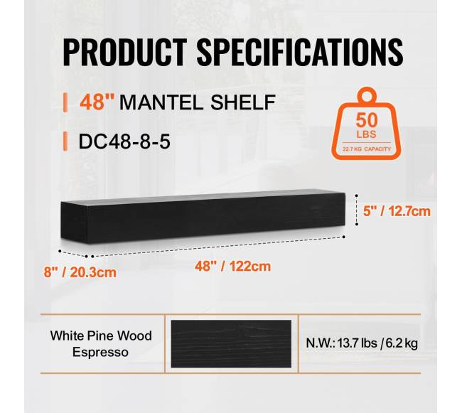 Medinis židinys lentyna 122 cm ekspreso2