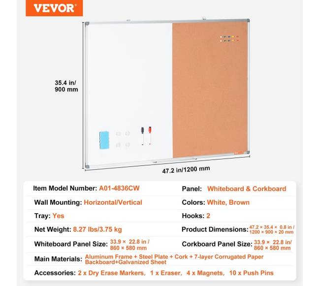 Rašymo ir kamštinė lenta su aliuminio rėmu6