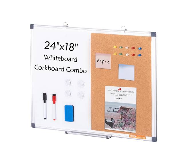 Baltos ir kamštinės lentos derinys su aliuminio rėmu0