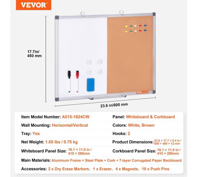Baltos ir kamštinės lentos derinys su aliuminio rėmu6