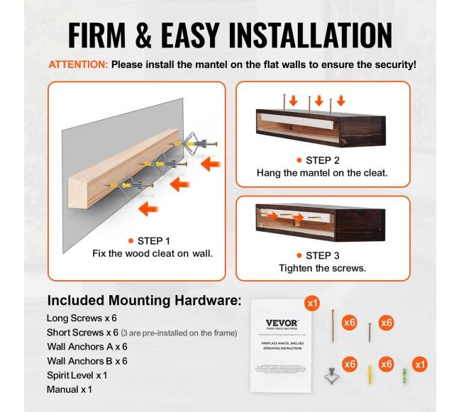 Židinio lentyna medinė rústinė 48 cm ruda4