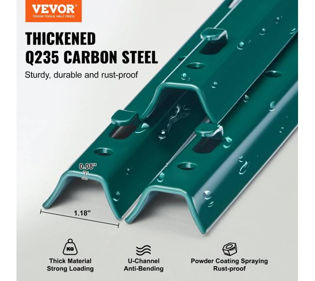 2,1 m ilgio metalo tvoros stulpų rinkinys, 10 vnt.1