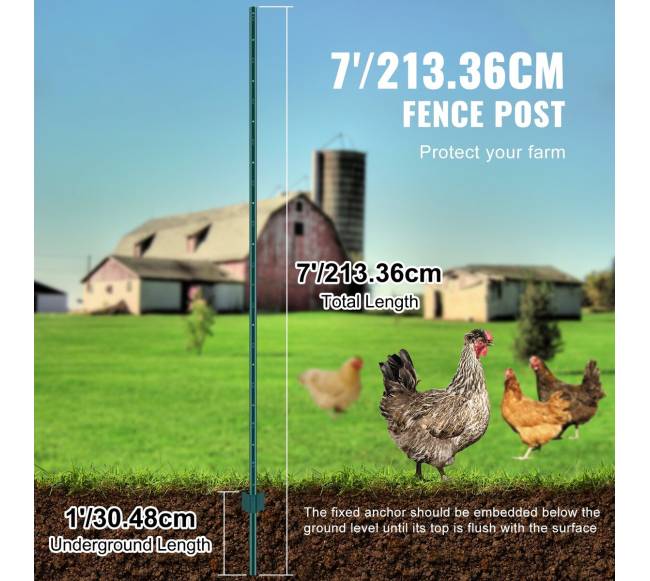 2,1 m ilgio metalo tvoros stulpų rinkinys, 10 vnt.2