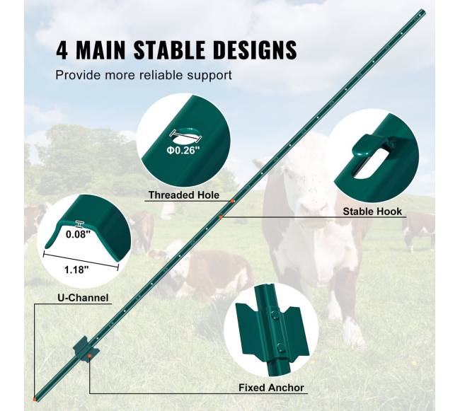2,1 m ilgio metalo tvoros stulpų rinkinys, 10 vnt.3