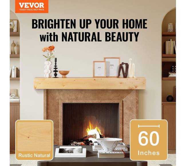 Židinio mantijos medinė lentyna 152 cm natūrali1