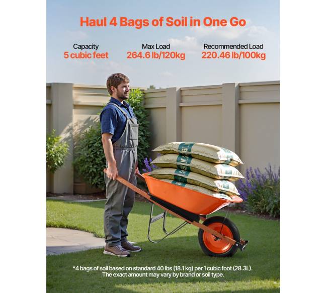 Vienaro irklo sodininkytojų vežimėlis, talpa 120 kg4