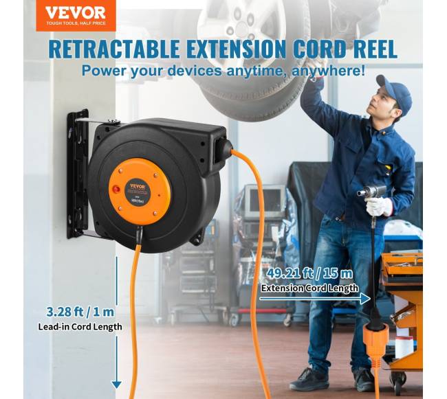 Ištraukiamas prailgintuvo ritinys 15 m 1000W1