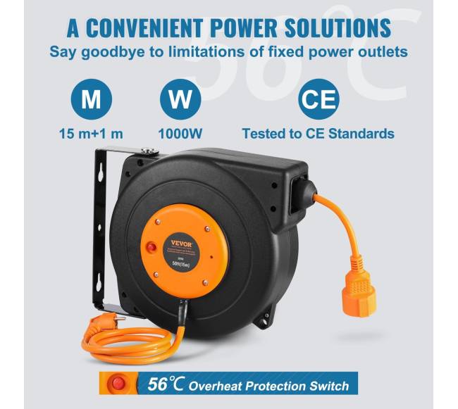 Ištraukiamas prailgintuvo ritinys 15 m 1000W2