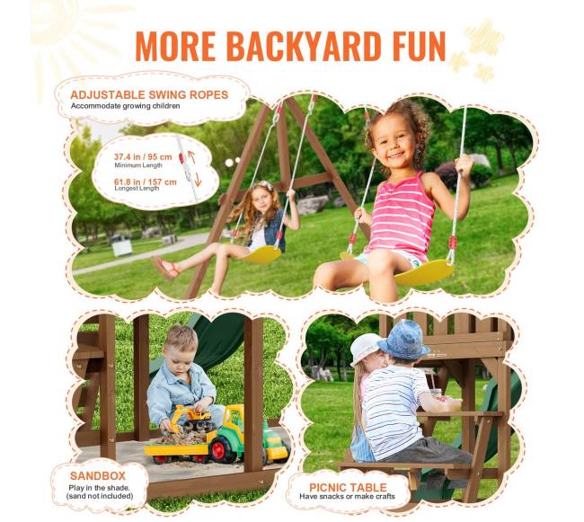 Medinė sūpynių aikštelė su čiuožykla6