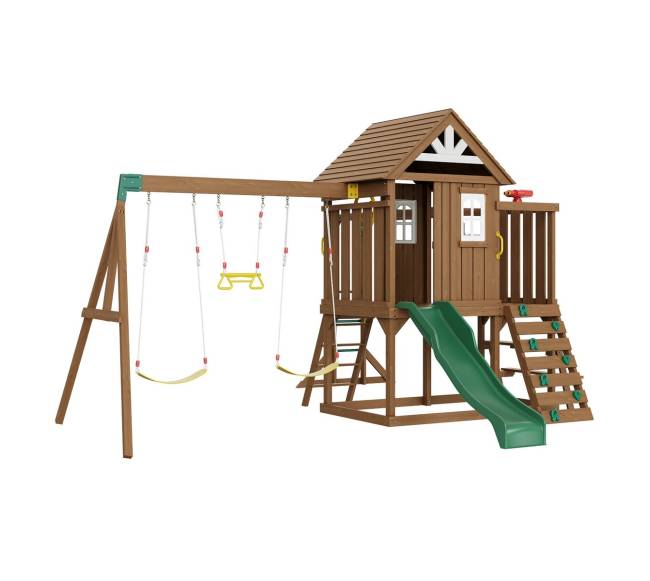 Medinė sūpynių aikštelė su čiuožykla8