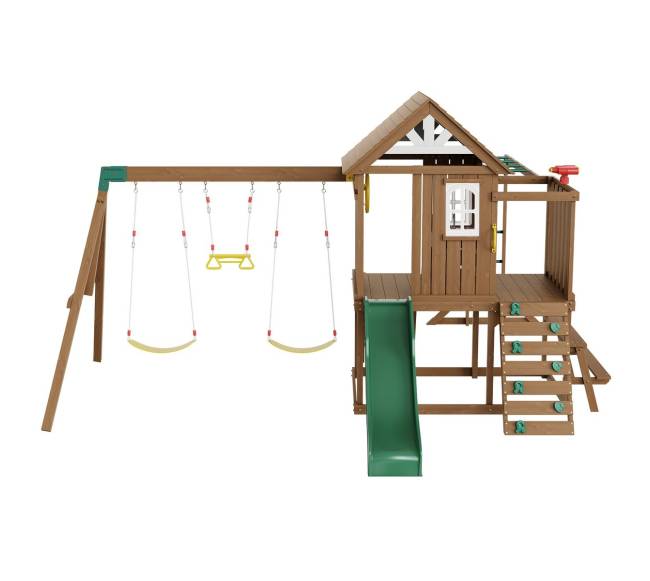 Medinė sūpynių aikštelė su čiuožykla9