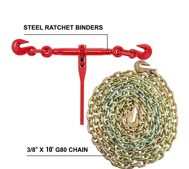 Grandinės komplektas su griebtuvu ir ratchet sistema2