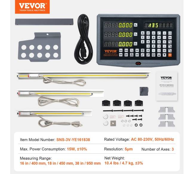 Skaitmeninis 3 ašių DRO ekranas su linijine skalė6