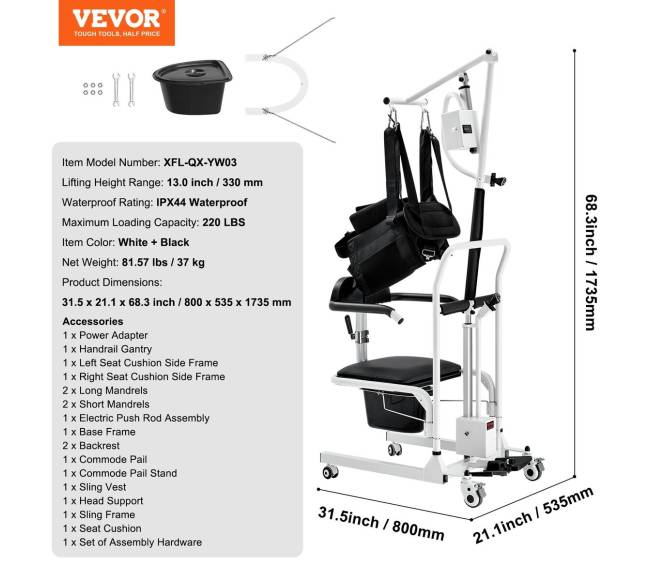 Elektrinis paciento kėlimo vežimėlis su slingu6