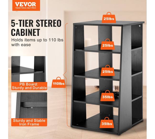 5 aukštų AV medijos stovas reguliuojamas aukštis1