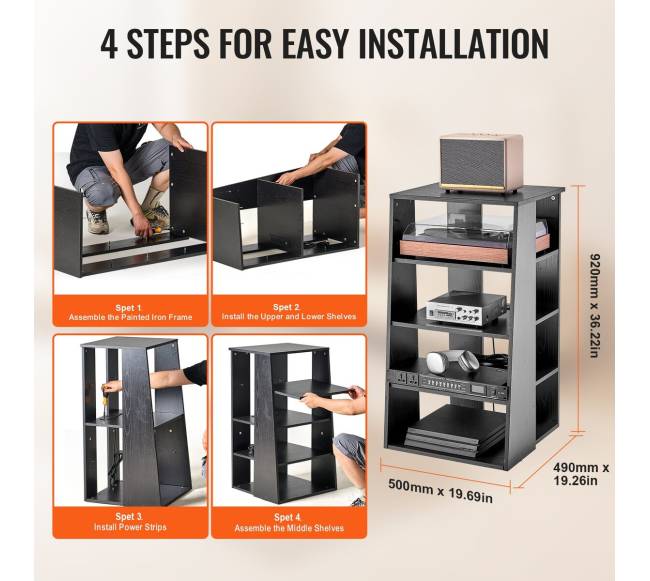 5 aukštų AV medijos stovas reguliuojamas aukštis4