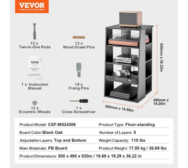 5 aukštų AV medijos stovas reguliuojamas aukštis6