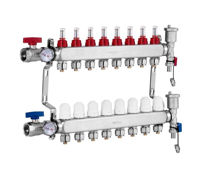 8 šakų grindinio šildymo kolektorius PEX vamzdžiams8