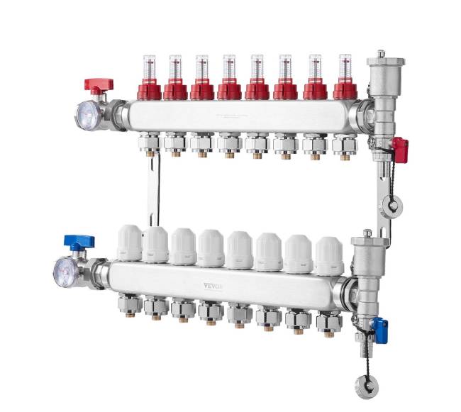 8 šakų grindinio šildymo kolektorius PEX vamzdžiams10