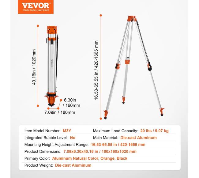 Lazerių lygio trikojo stovas su aukščio reguliavimu6