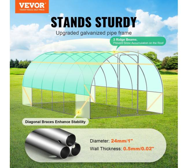 Tunelinė šiltnamio konstrukcija su PE danga1