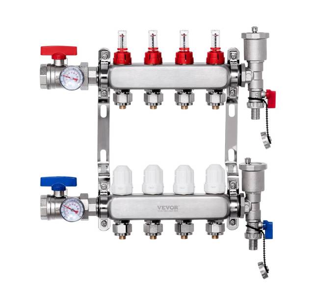 4-ių šakų grindinio šildymo kolektorius 12 PEX0