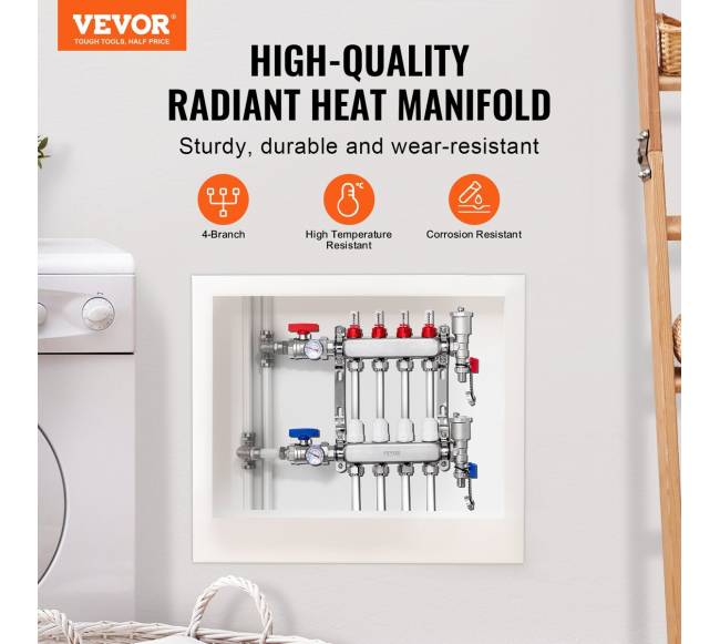 4-ių šakų grindinio šildymo kolektorius 12 PEX1