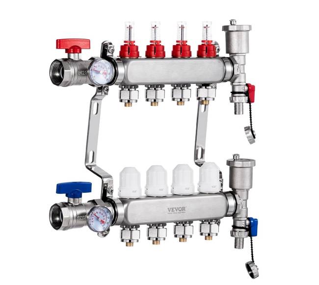 4-ių šakų grindinio šildymo kolektorius 12 PEX8