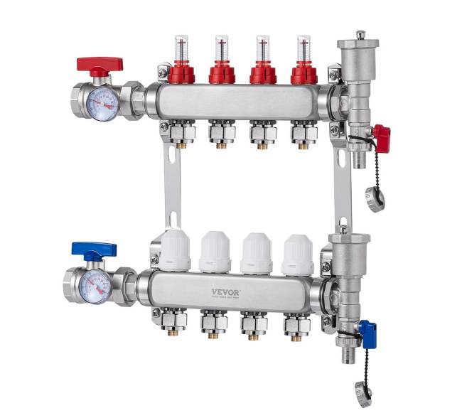 4-ių šakų grindinio šildymo kolektorius 12 PEX9