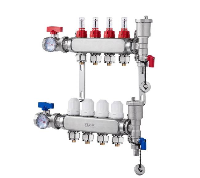 4-ių šakų grindinio šildymo kolektorius 12 PEX10