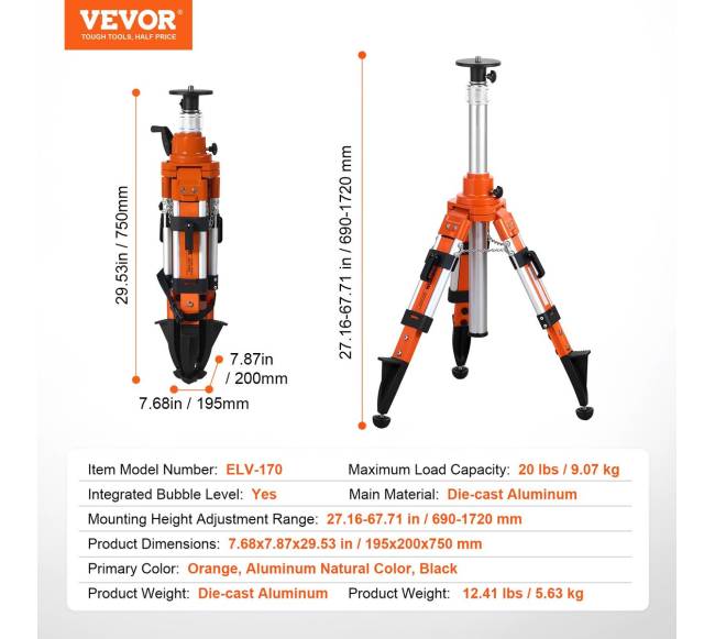 Lazerinio nivelyro stovas su sriegiu6