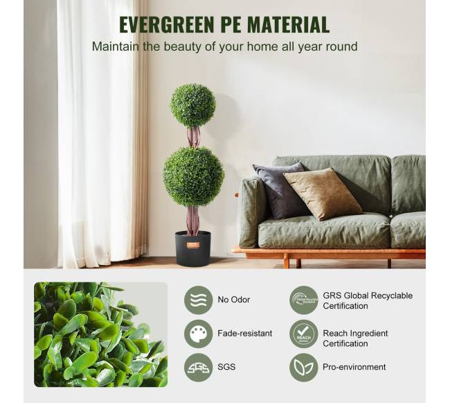 2 vienetų 91,4 cm dirbtiniai buksmedžio medžiai2